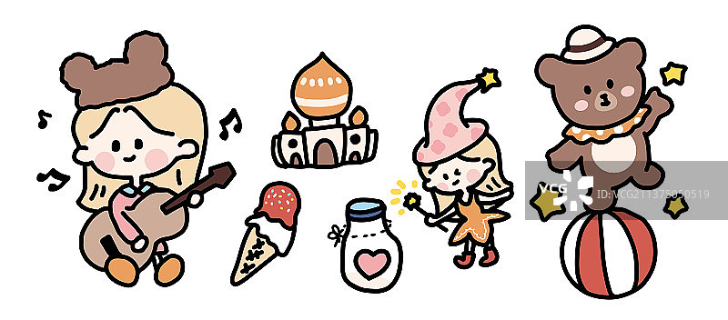 小熊少女音乐魔法手帐素材图片素材