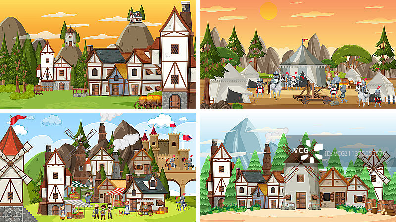 不同的中世纪场景素材合集图片素材