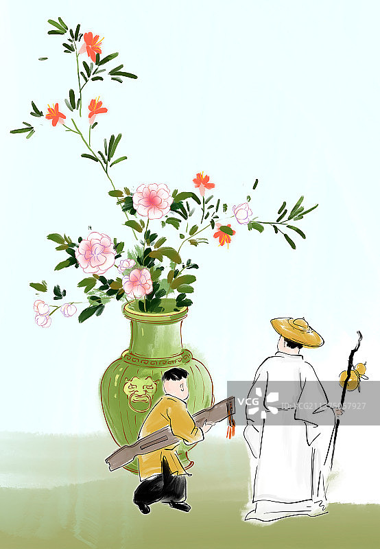春天节日插花艺术古代诗人高雅艺术图片素材
