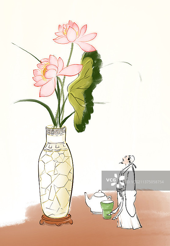 春天节日插花艺术古代诗人高雅艺术图片素材
