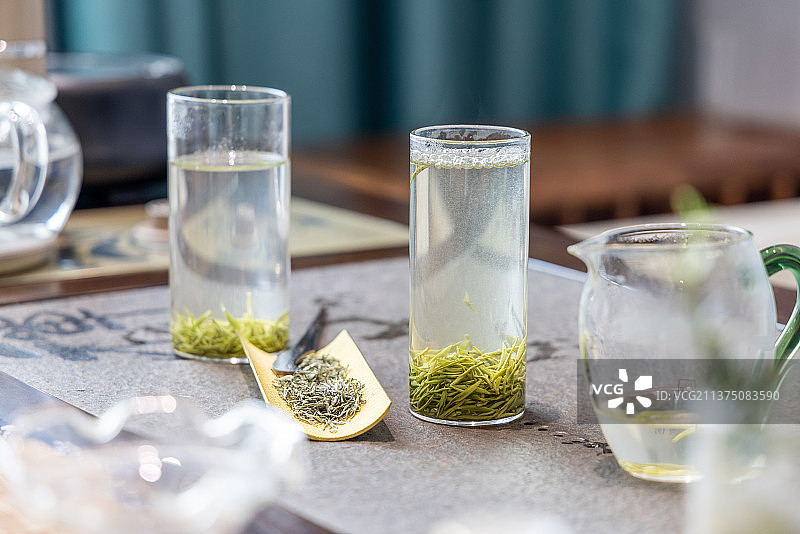 信阳毛尖绿茶特写图片素材