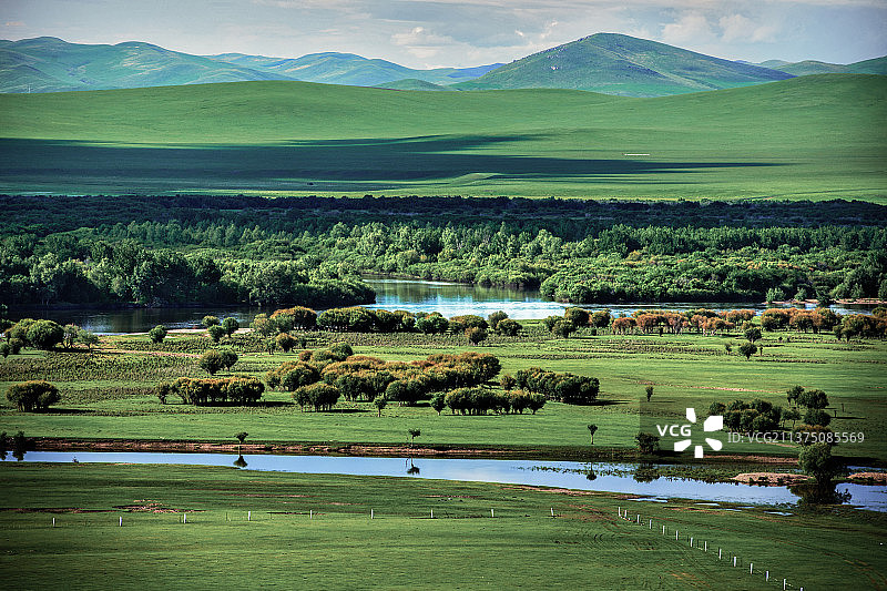 呼伦贝尔大草原草原牧场蓝天白云风景图片素材