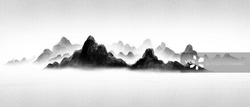 新中式风格水墨山水图片素材