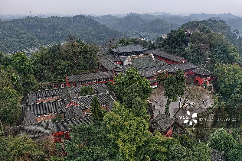 四川乐山大佛乌尤寺航拍图片素材
