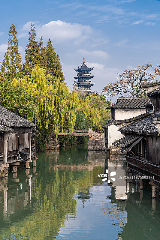 嘉兴乌镇西栅景区江南水乡风光图片素材