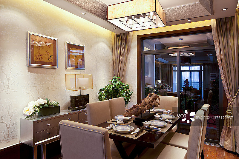 新中式餐厅装修风格图片素材