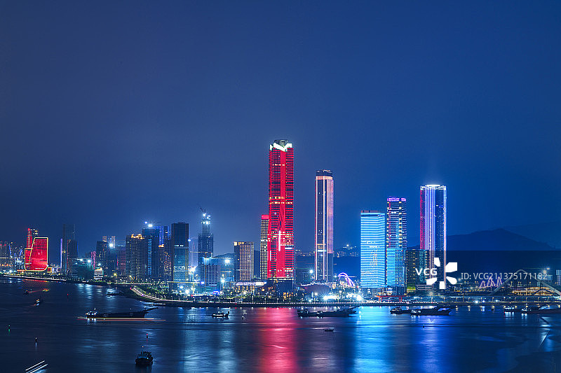 珠海十字门中央商务区横琴片区夜景图片素材