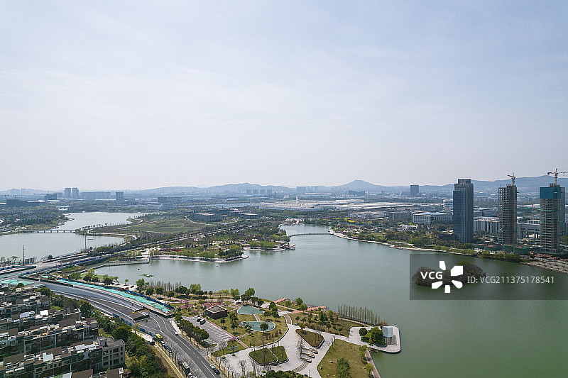 南京市江宁区九龙湖风光航拍图片素材