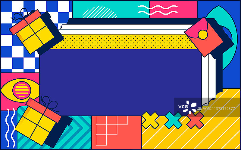 孟菲斯几何线条风格插画电商促销活动背景图片素材