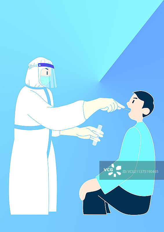 抗疫插画核酸检测图片素材