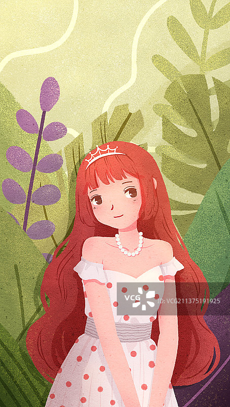 妇女节植物背景中的女生带着皇冠图片素材