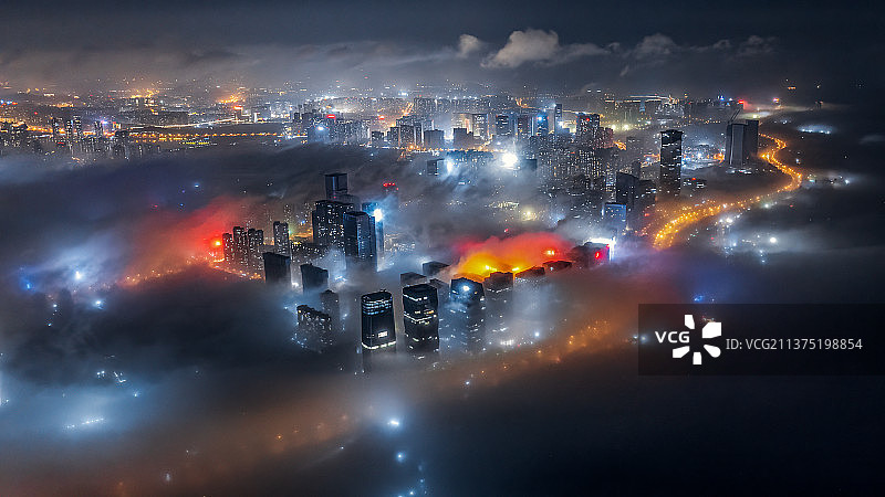 鹭岛平流雾图片素材