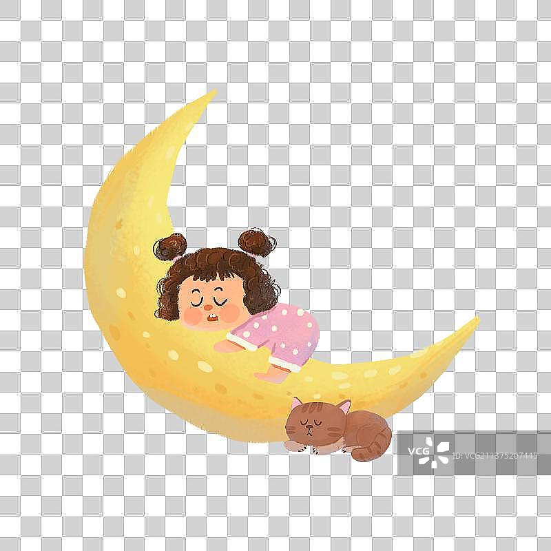 世界睡眠日之儿童与月亮可爱元素图片素材