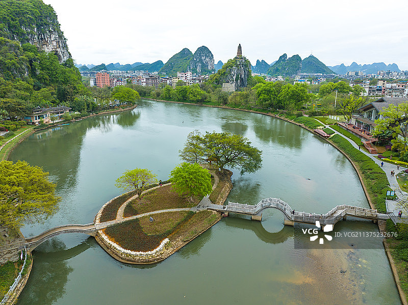 桂林穿山公园航拍图片素材