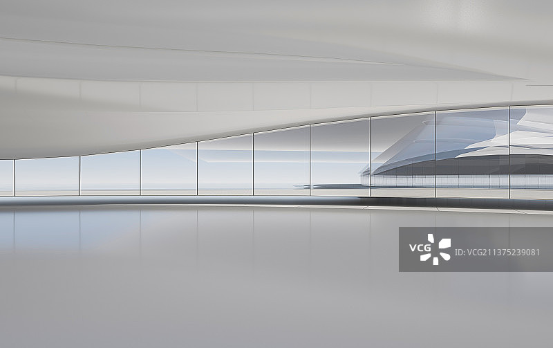 干净现代的建筑体大厅内部图片素材