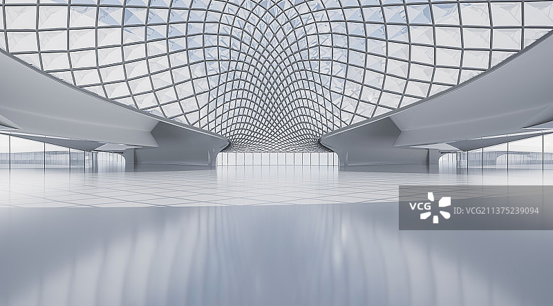 干净现代的建筑体大厅内部图片素材