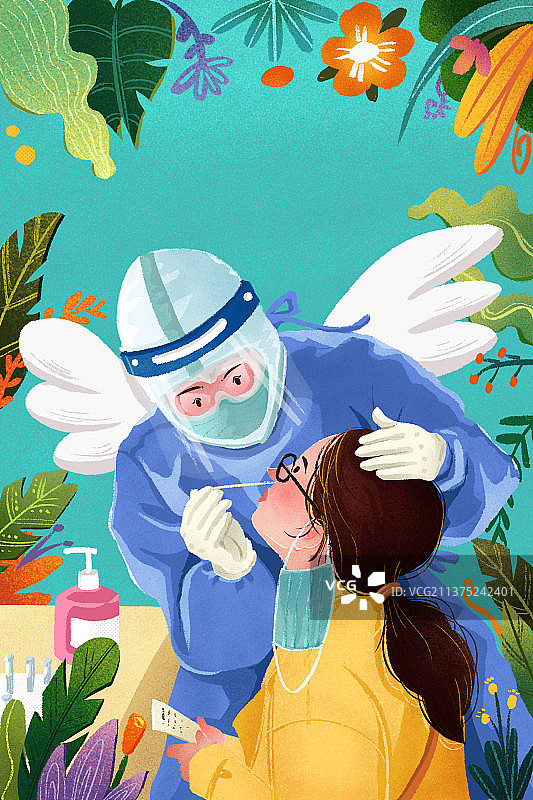 温情守护 全力抗议 核酸检测图片素材