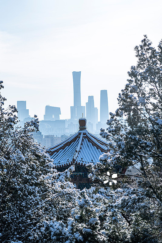 景山公园雪景图片素材