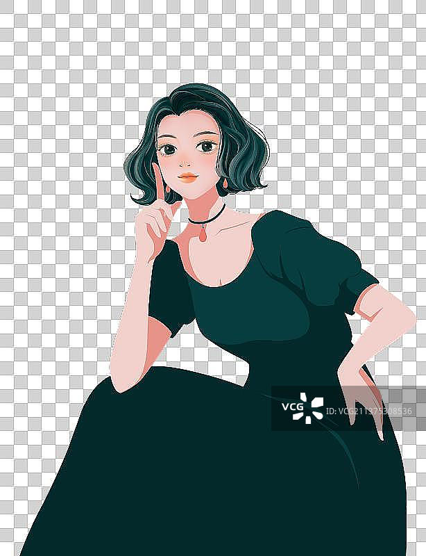 扁平文艺风插画一个气质高雅的女性图片素材