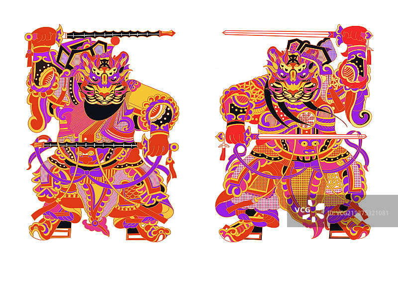 《虎虎生威》生肖门神文创产品设计图片素材