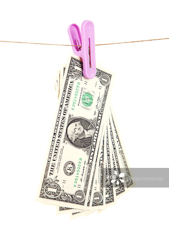 挂着的美元纸币图片素材