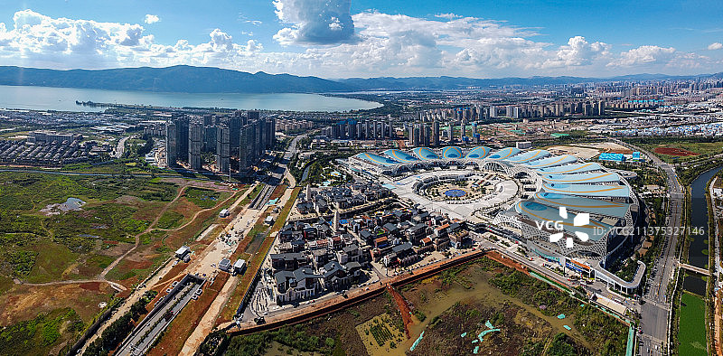 昆明 官渡区 环湖东路 滇池 滇池国际会展中心  云秀路 海东湿地图片素材