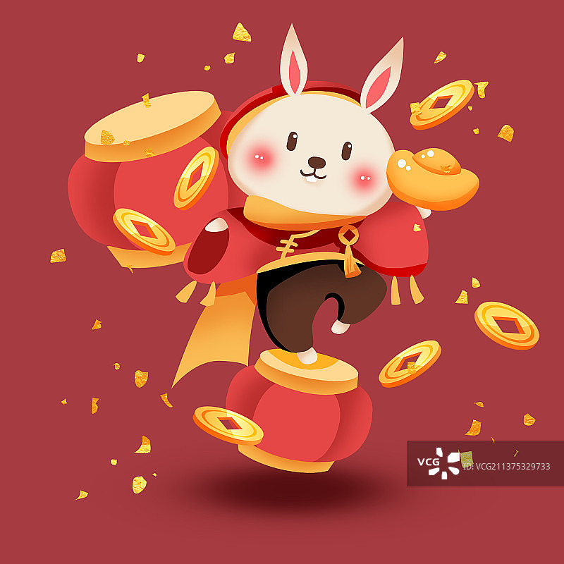 新年兔年可爱卡通生肖兔子图片素材