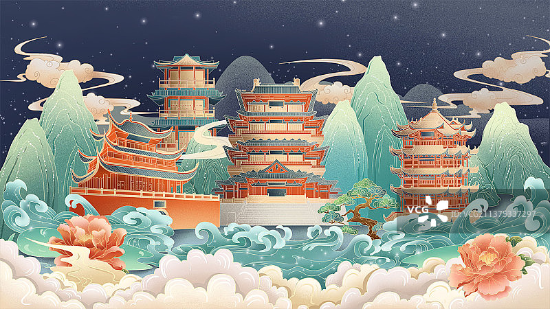 国潮建筑图片素材