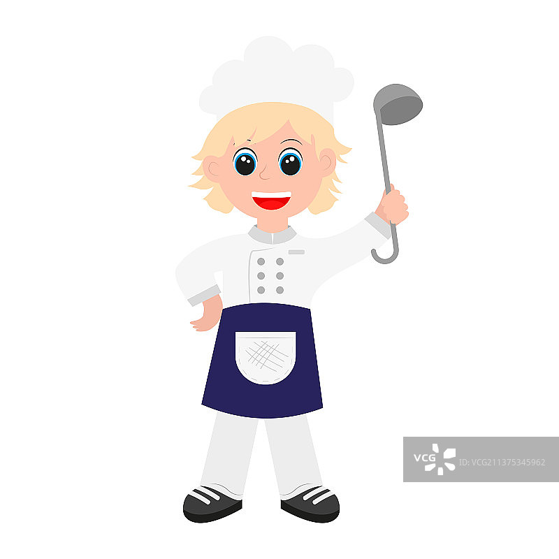 手持勺子的可爱卡通厨师图片素材