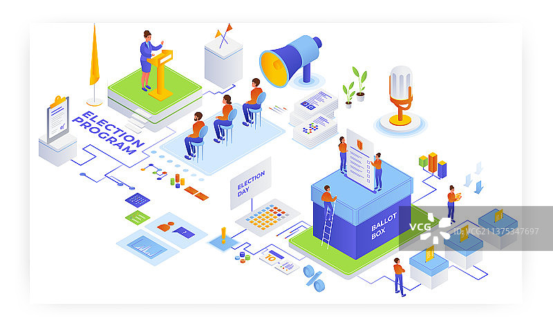 投票选举活动2.5D插画图片素材