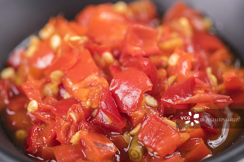 传统调料一盘剁椒特写图片素材