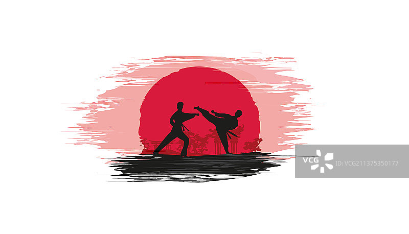 创意空手道格斗士抽象banner图片素材