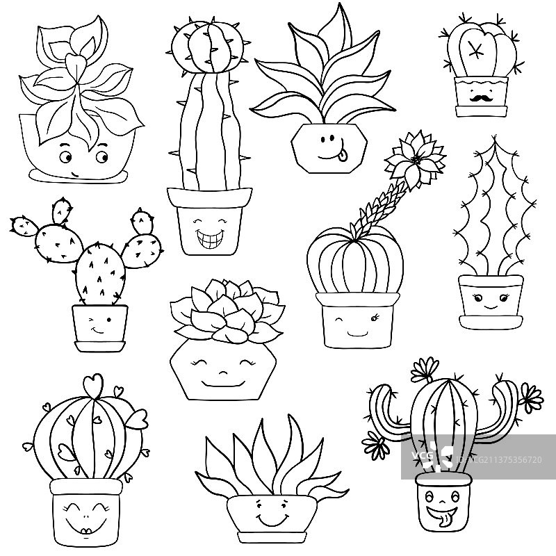 可爱的黑白植物素描合集图片素材