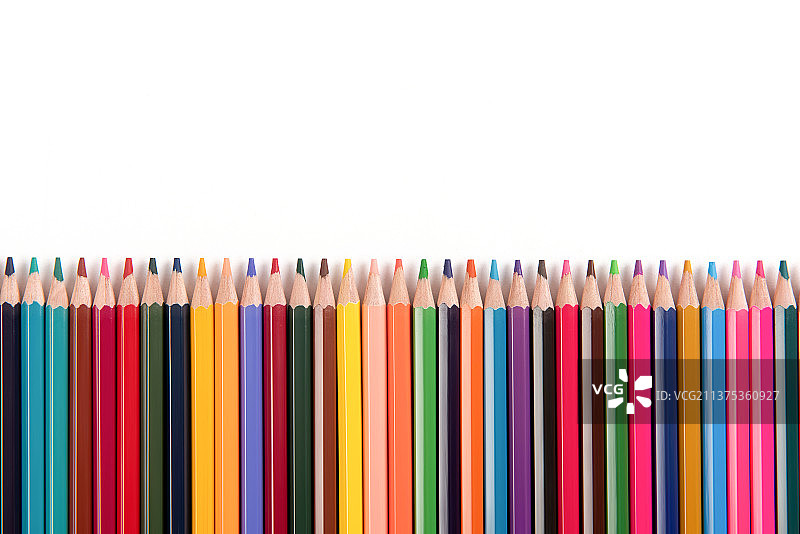彩色铅笔平铺图片素材