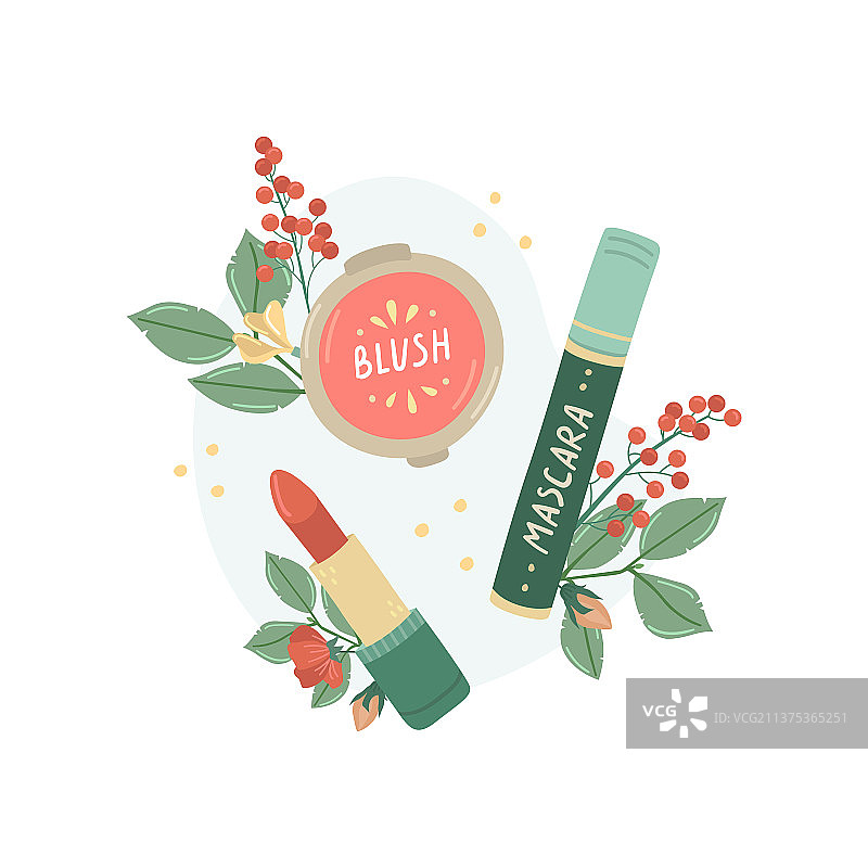 化妆产品和花卉装饰图片素材