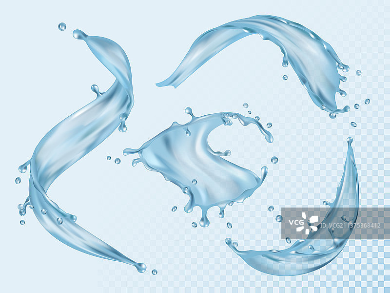 具有不同形态的水花飞溅流动液体图片素材