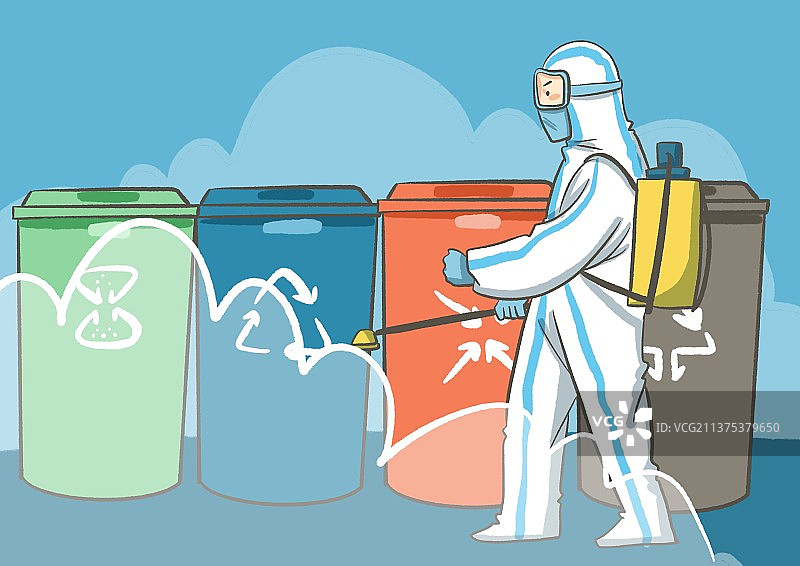 垃圾分类也消毒图片素材