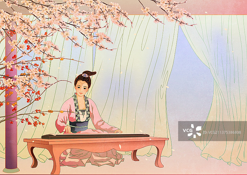 中国国潮国风新中式古代汉服少女图片素材