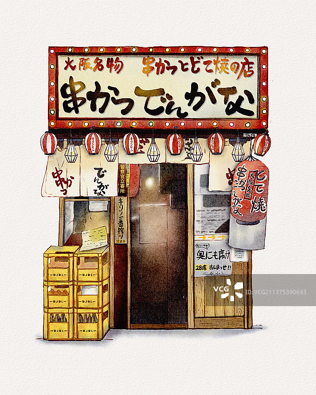 钢笔淡彩——居酒屋图片素材