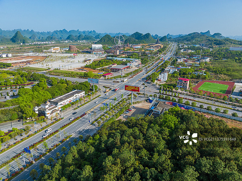 桂林大雁路交通航拍图片素材