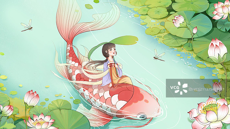 夏天唯美插画图片素材