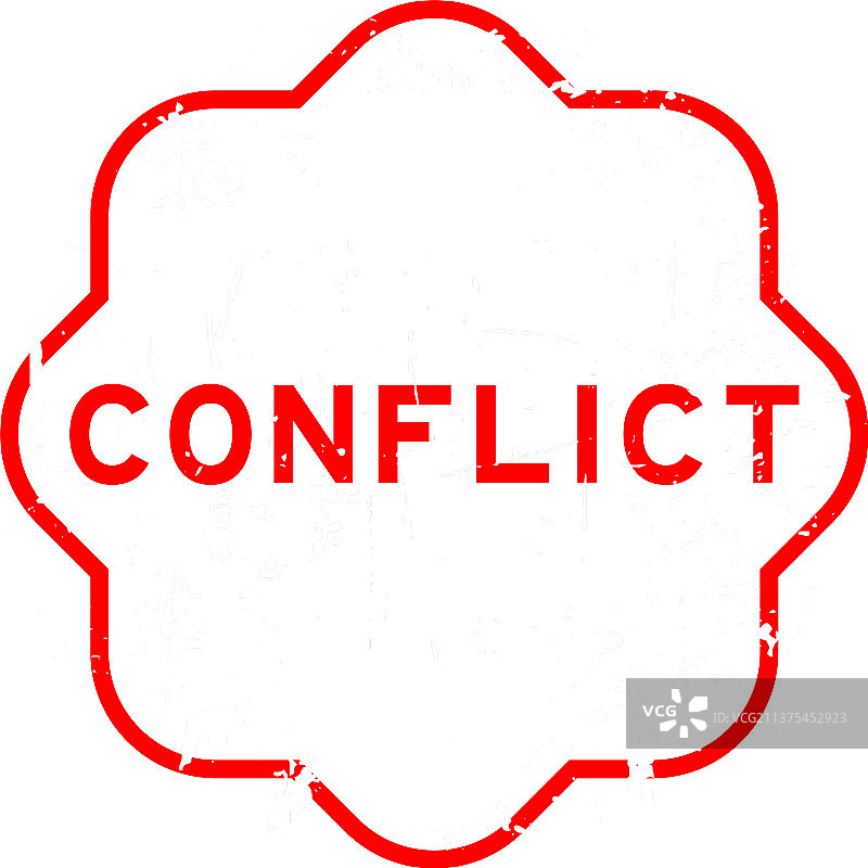 做旧红色“冲突”印章图片素材