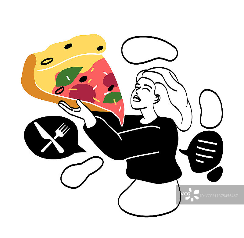 具有喜爱食物概念的角色图片素材