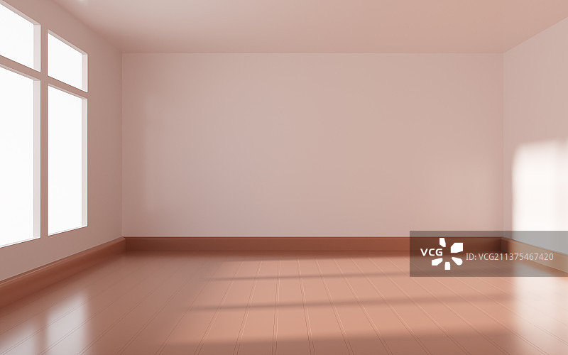 棕色地板的空房间3D渲染图片素材