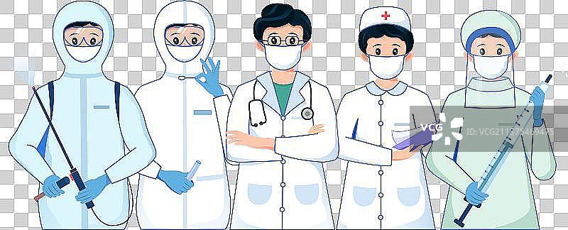 抗疫医疗团队插画元素图片素材