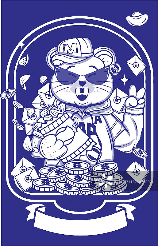 新年潮流卡通老鼠插画图片素材