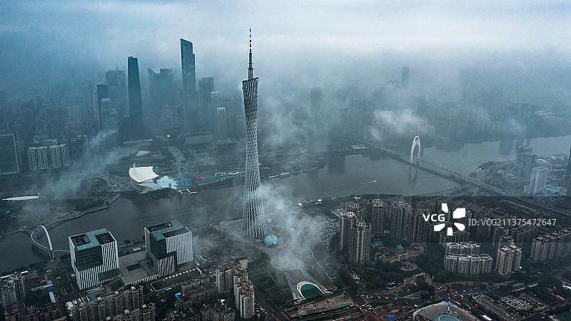广州塔珠江新城CBD云端图片素材