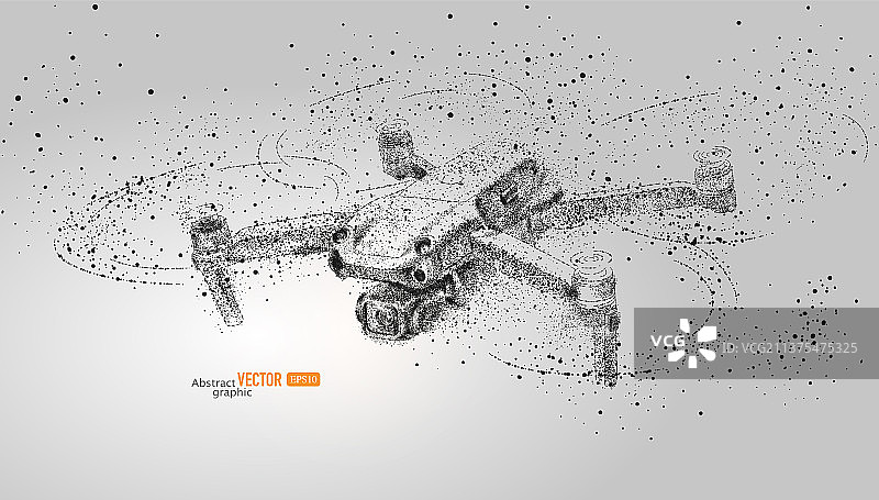灰色背景粒子点组合飞行无线电遥控无人机抽象矢量高科技商务素材图片素材