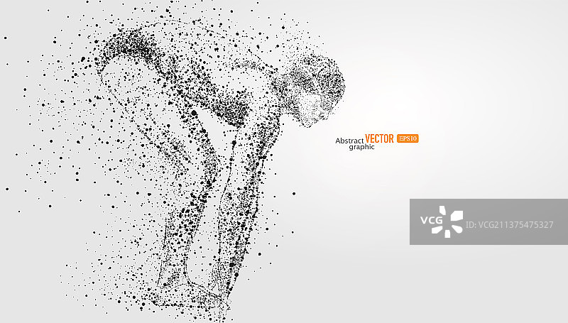 灰色背景上粒子点组合的男游泳运动员，抽象矢量体育运动会素材图片素材