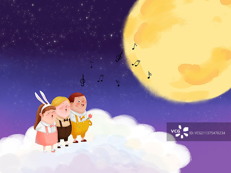云端合唱团可爱图片素材